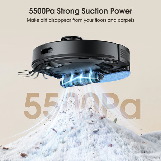 Lubluelu L15 Ultra Robot Vacuum Mop Combo 5500Pa Robot Vacuum Auto-Charging 5 Maps 24 No-go Zones 3 In 1 Robot Vacuum Cleaner